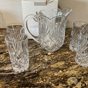 Shannon lead Crystal pitcher and glasses
